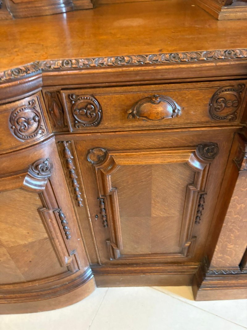 Monumental Antique Victorian Exhibition Quality Carved Oak Sideboard By Maple and Co. - Image 6